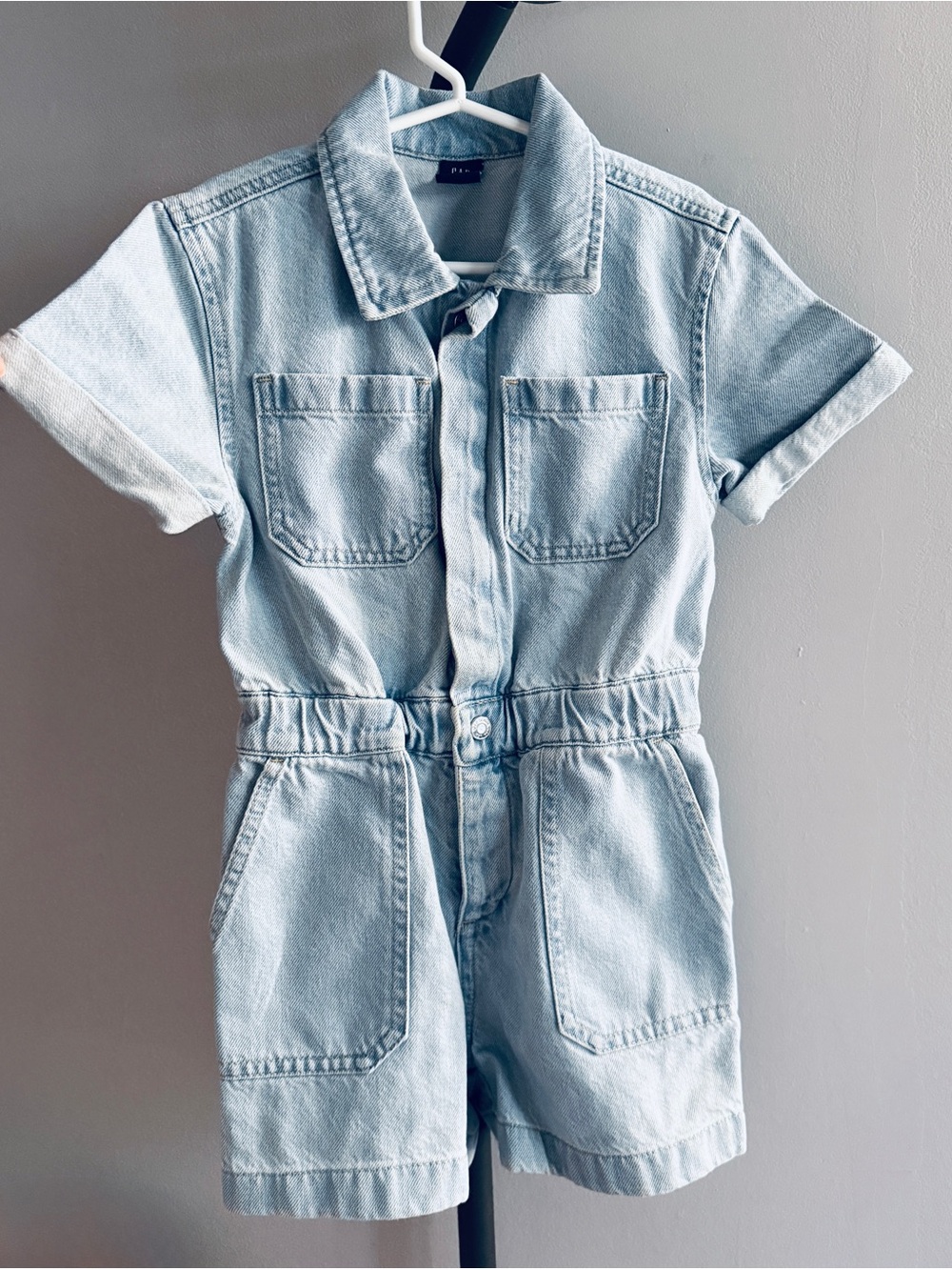 GAP Light Blue Denim Short Sleeve Romper